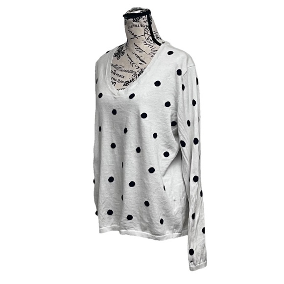 vtg Y2k Tommy Hilfiger XL Sweater White Polka Dot Retro Pinup Rockabilly Preppy - Picture 3 of 11
